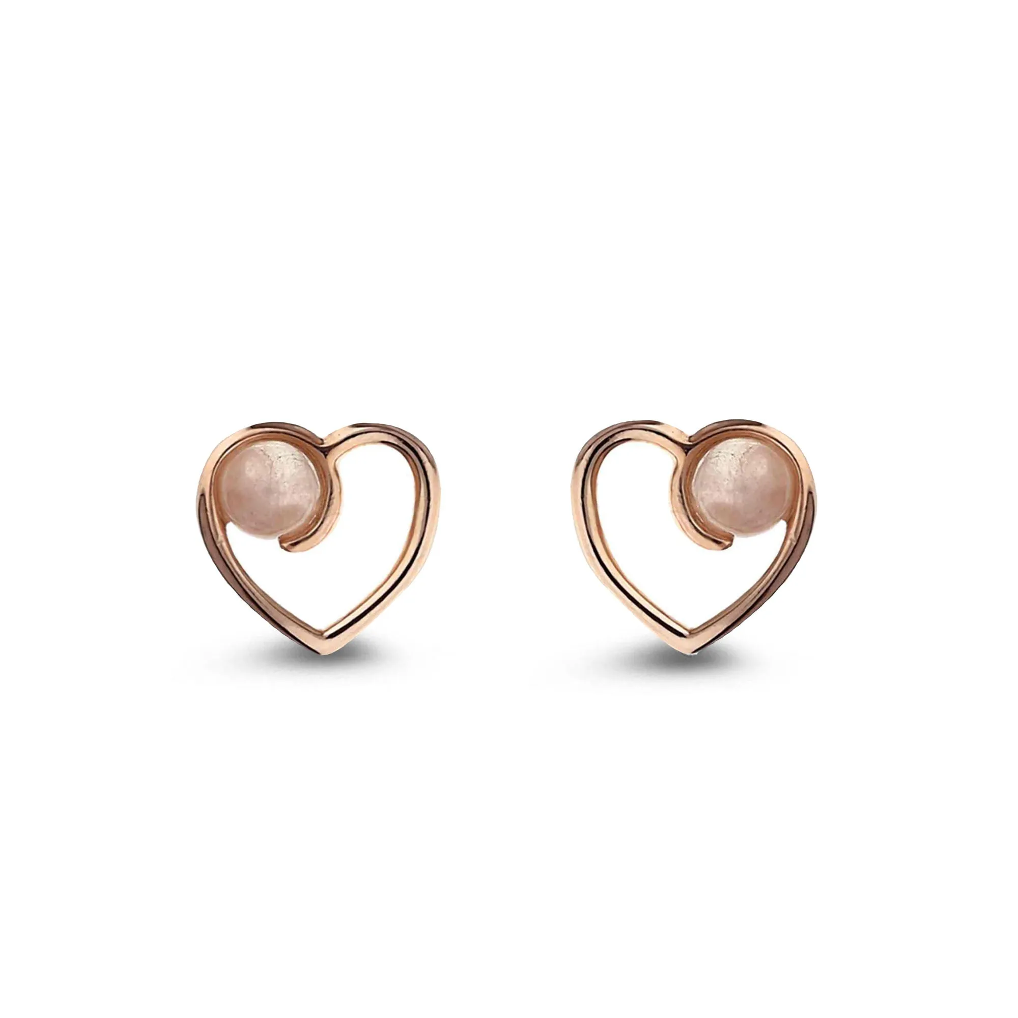 Rose Gold Vermeil Rose Quartz Heart Stud Earrings